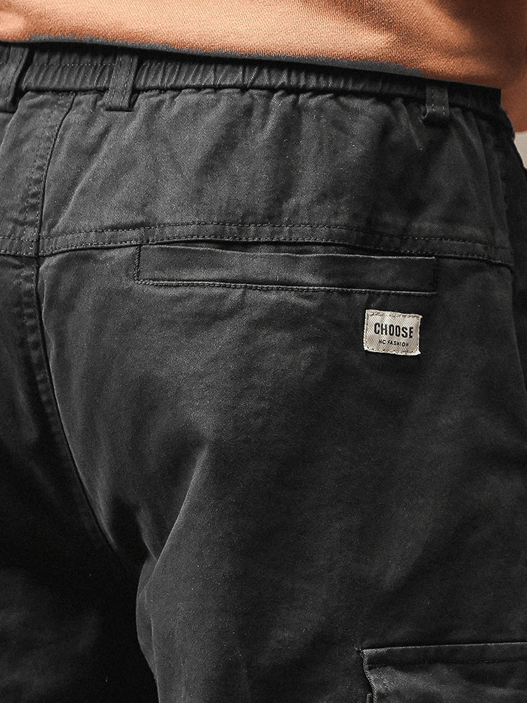Pantaloni cargo jogger da uomo in stile vintage con multitasche ed elastico