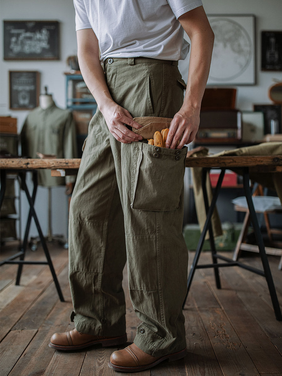 Pantalon en sergé à chevrons M-47 de l'armée française, reproduction