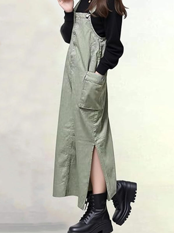 Robe salopette coupe décontractée pour femme avec fentes latérales