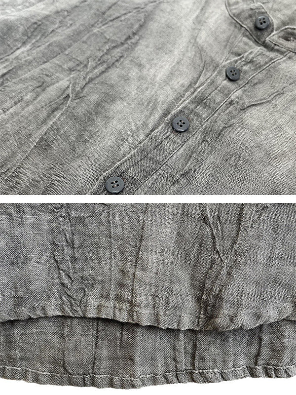 Camicia Henley a maniche corte da uomo in 100% lino