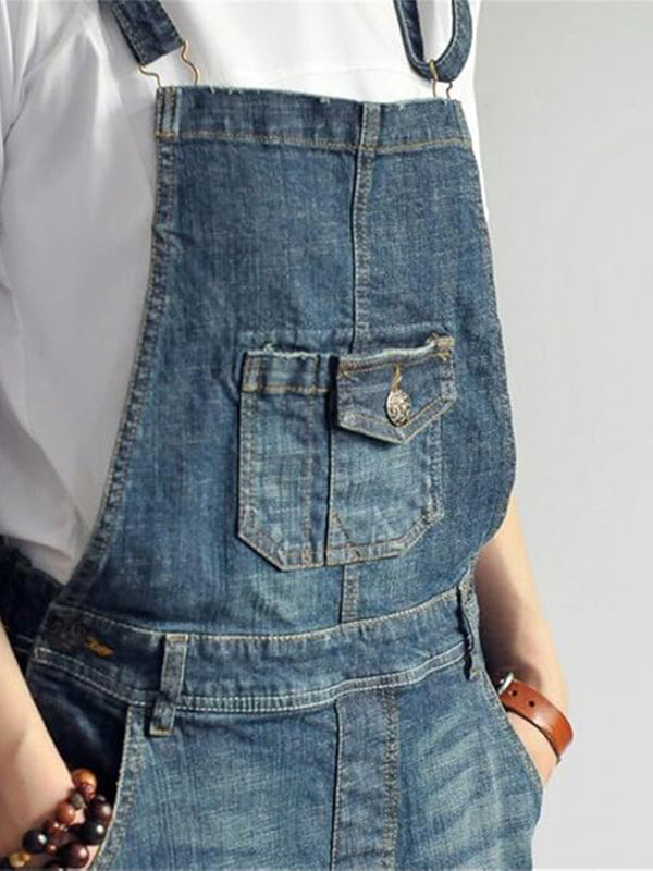 Lässiges Jeans-Overallkleid mit Schlitz hinten