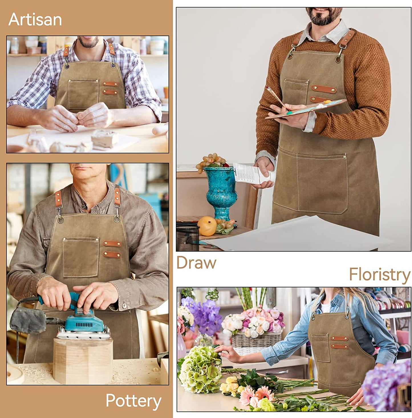 Tablier de travail en toile résistante aux taches