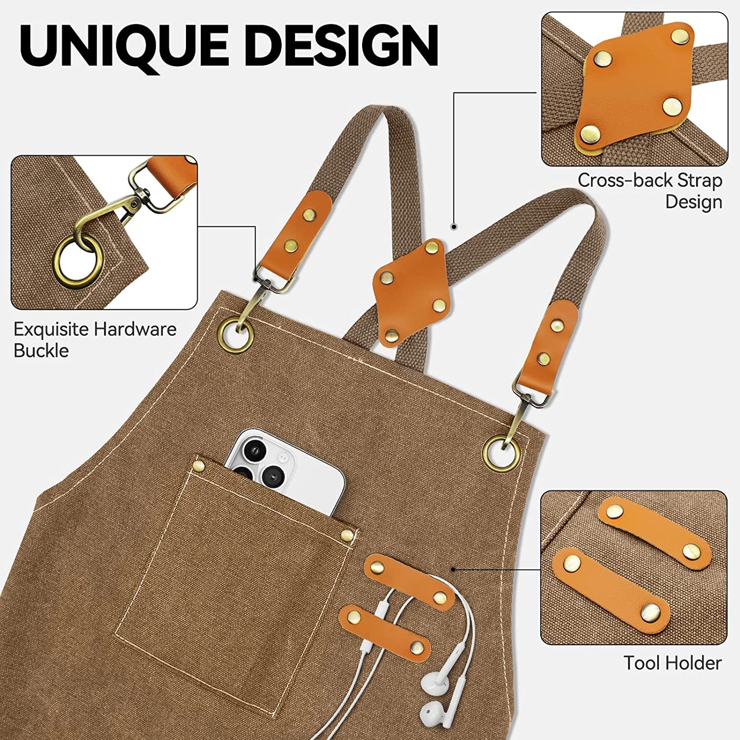 Tablier de travail en toile résistante aux taches