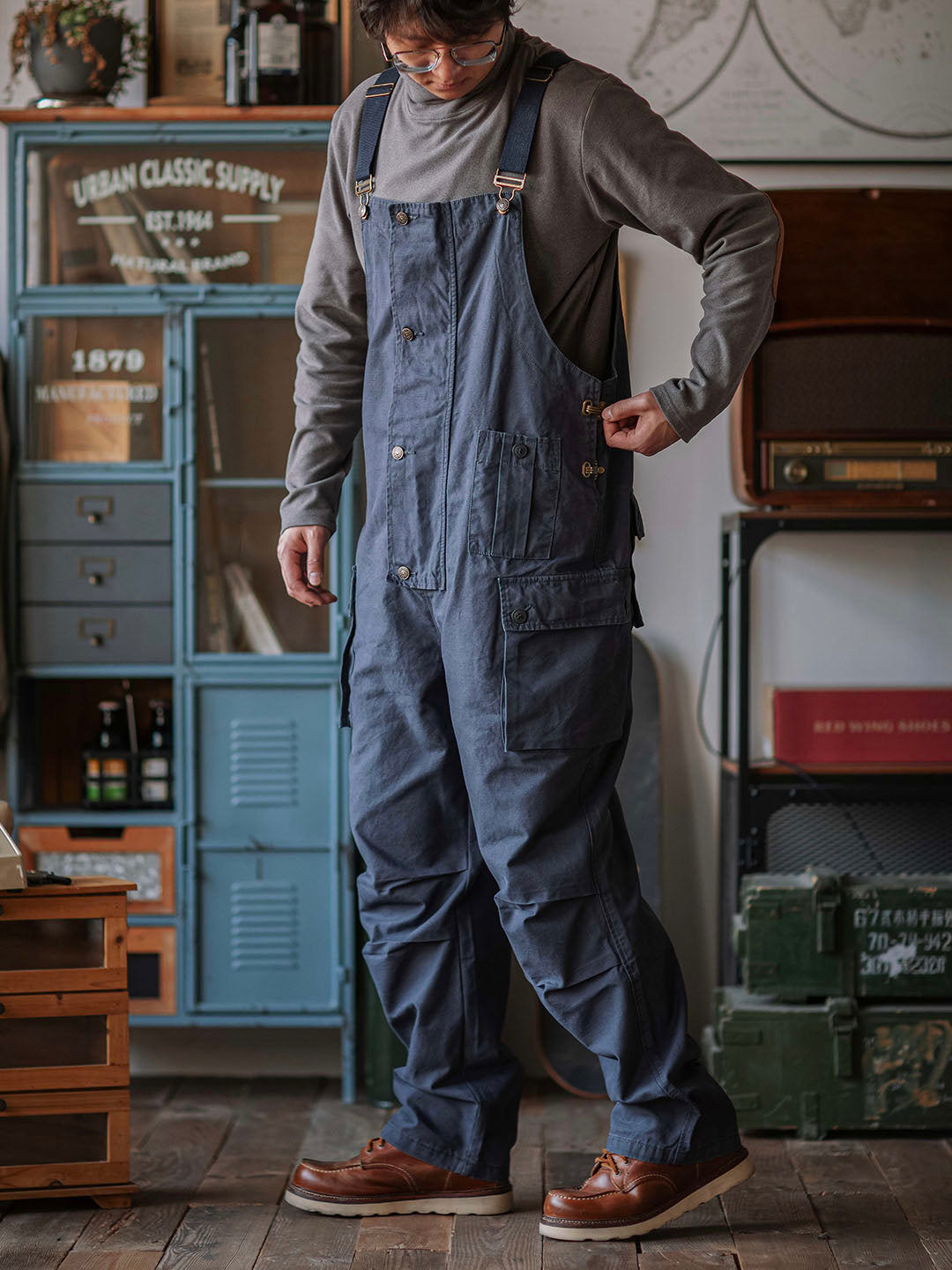 Latzhose aus Canvas mit Knopfleiste für Herren