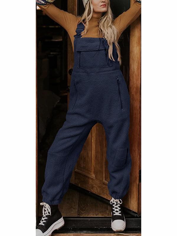 Thermo-Latzhose aus Fleece mit Reißverschlusstaschen für Damen