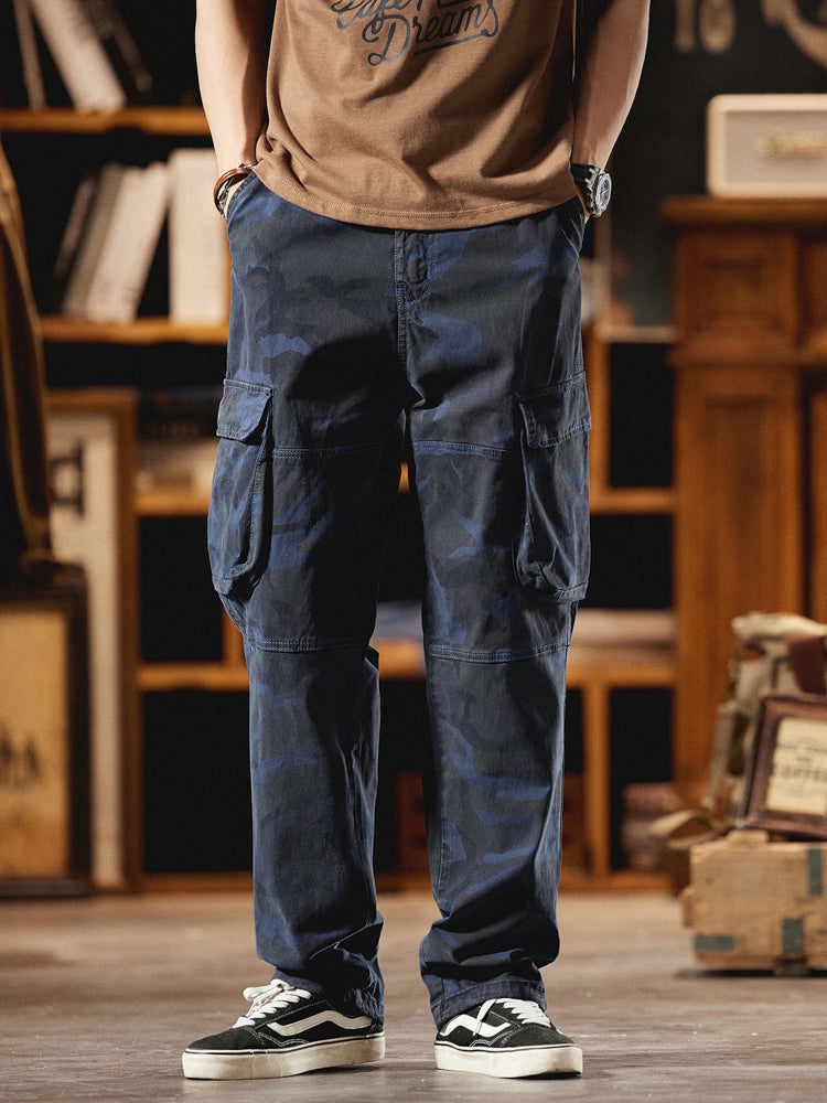 Pantaloni cargo mimetici da uomo ispirati all'American Vintage