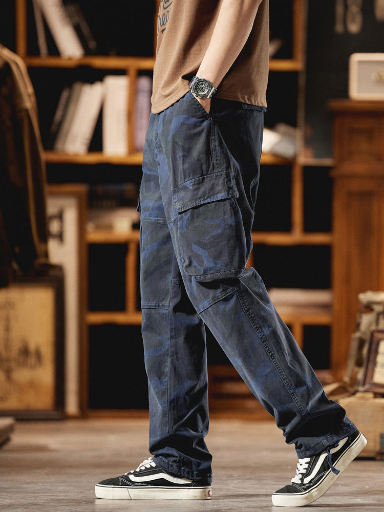 Pantaloni cargo mimetici da uomo ispirati all'American Vintage