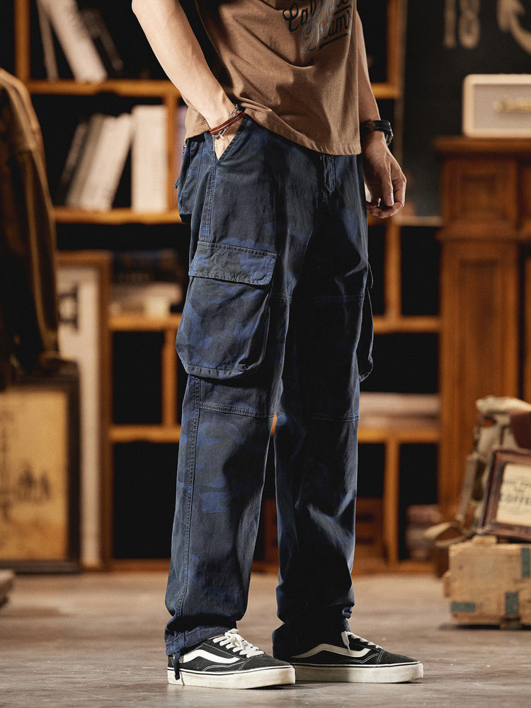 Pantaloni cargo mimetici da uomo ispirati all'American Vintage