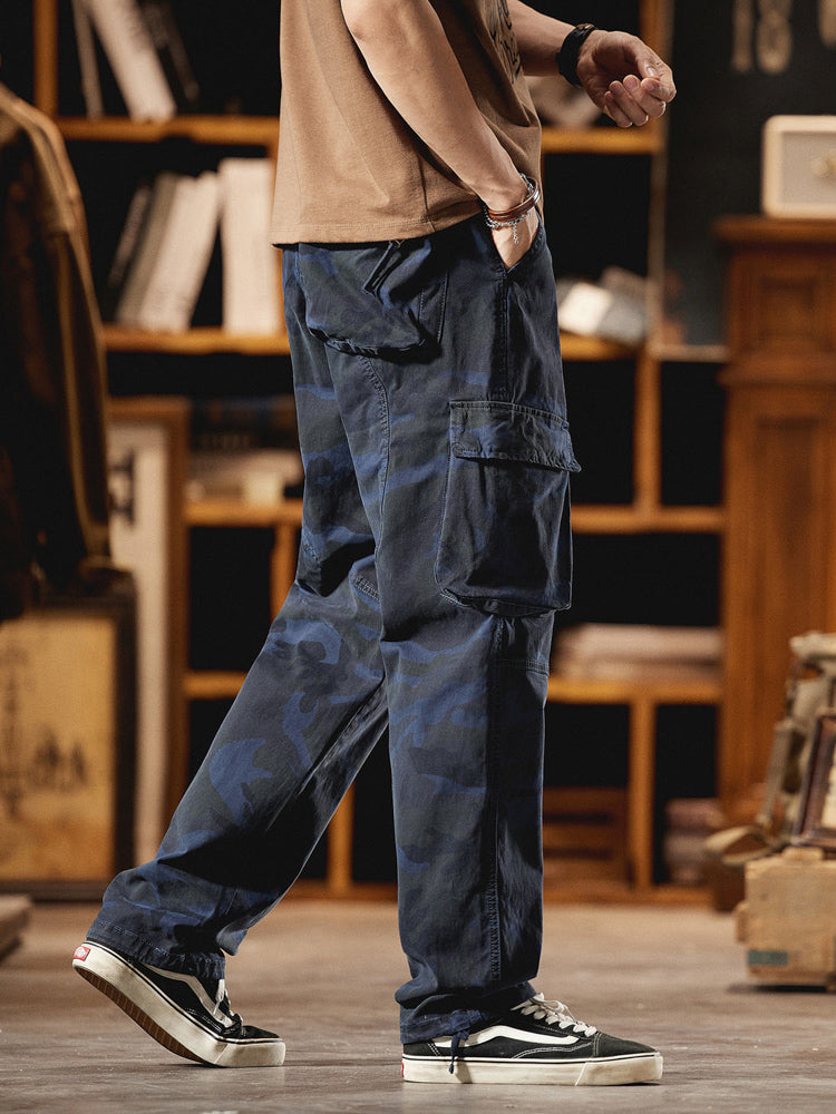 Pantaloni cargo mimetici da uomo ispirati all'American Vintage