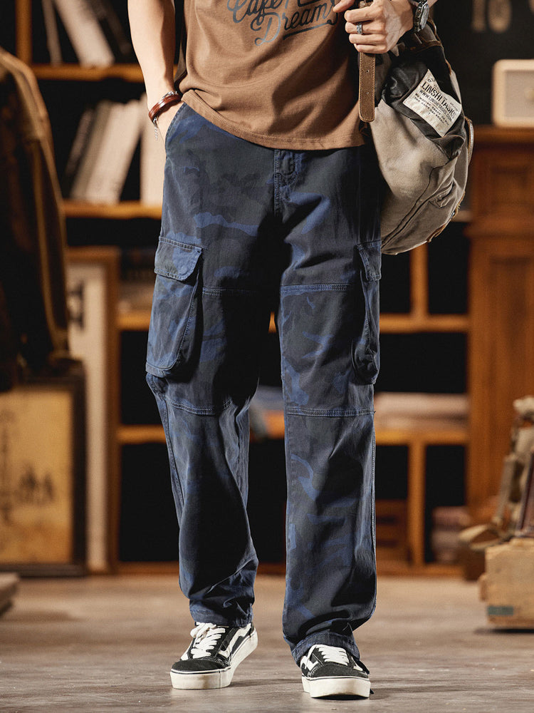 Pantaloni cargo mimetici da uomo ispirati all'American Vintage