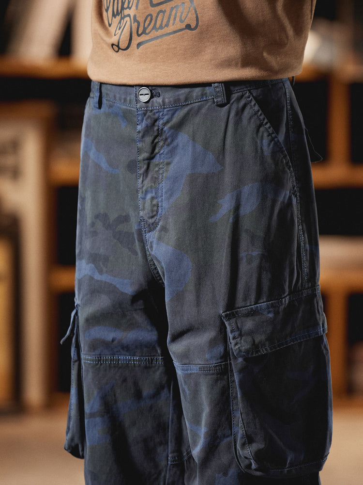 Pantaloni cargo mimetici da uomo ispirati all'American Vintage