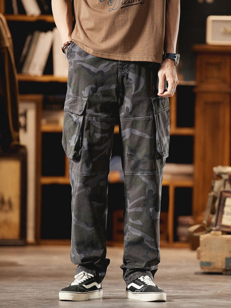 Pantaloni cargo mimetici da uomo ispirati all'American Vintage