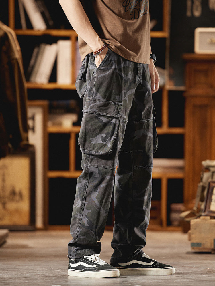Pantaloni cargo mimetici da uomo ispirati all'American Vintage