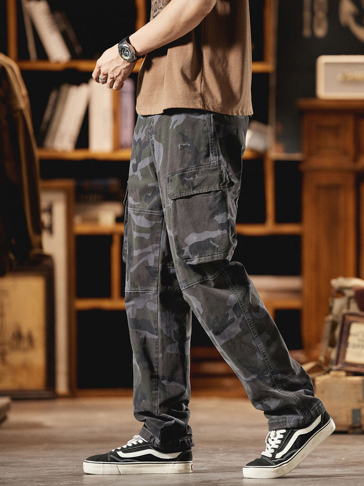 Pantaloni cargo mimetici da uomo ispirati all'American Vintage