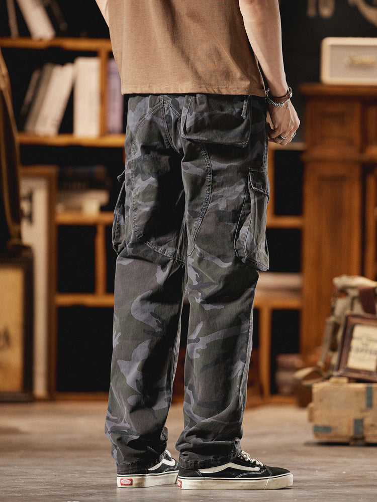 Pantaloni cargo mimetici da uomo ispirati all'American Vintage