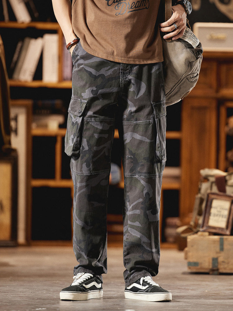Pantaloni cargo mimetici da uomo ispirati all'American Vintage