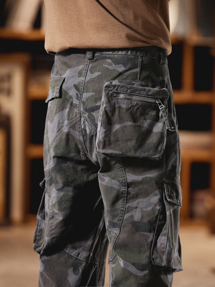 Pantaloni cargo mimetici da uomo ispirati all'American Vintage