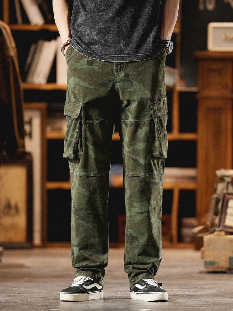 Pantaloni cargo mimetici da uomo ispirati all'American Vintage