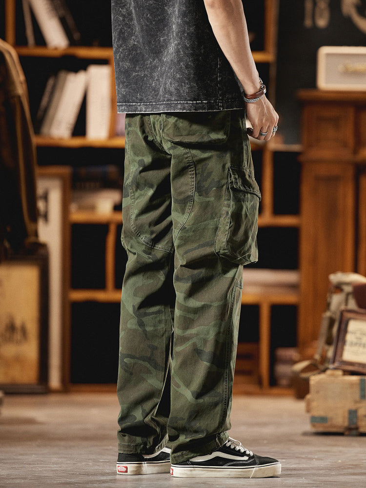 Pantaloni cargo mimetici da uomo ispirati all'American Vintage