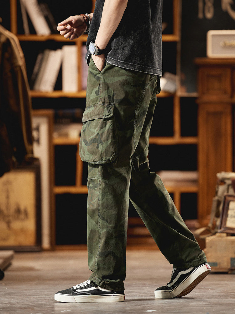Pantaloni cargo mimetici da uomo ispirati all'American Vintage