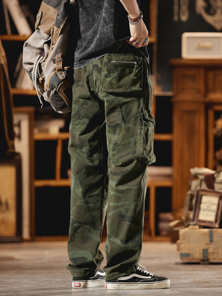 Pantaloni cargo mimetici da uomo ispirati all'American Vintage