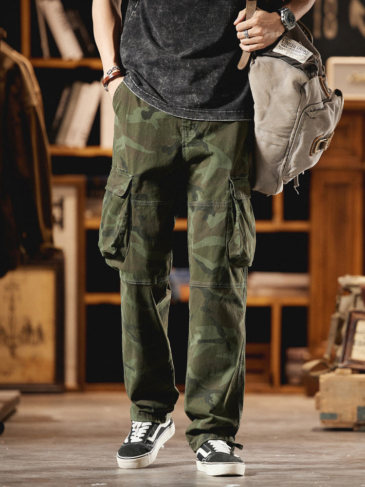 Pantaloni cargo mimetici da uomo ispirati all'American Vintage