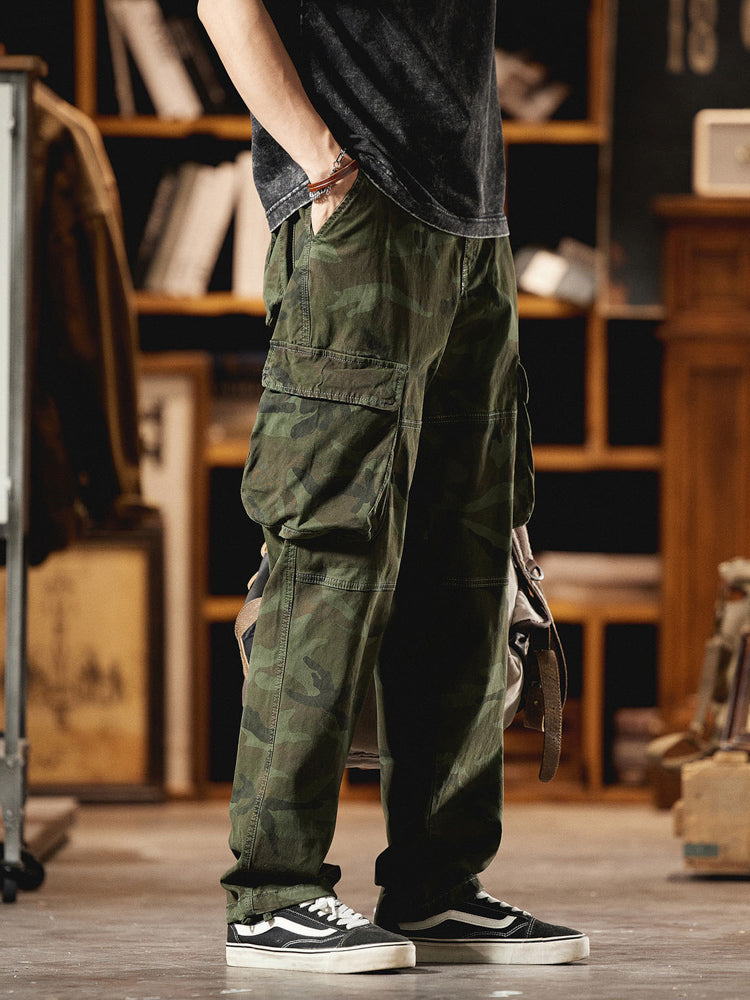 Pantaloni cargo mimetici da uomo ispirati all'American Vintage