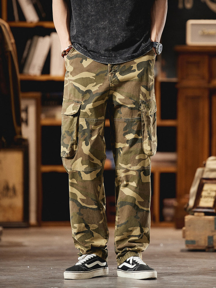 Pantaloni cargo mimetici da uomo ispirati all'American Vintage