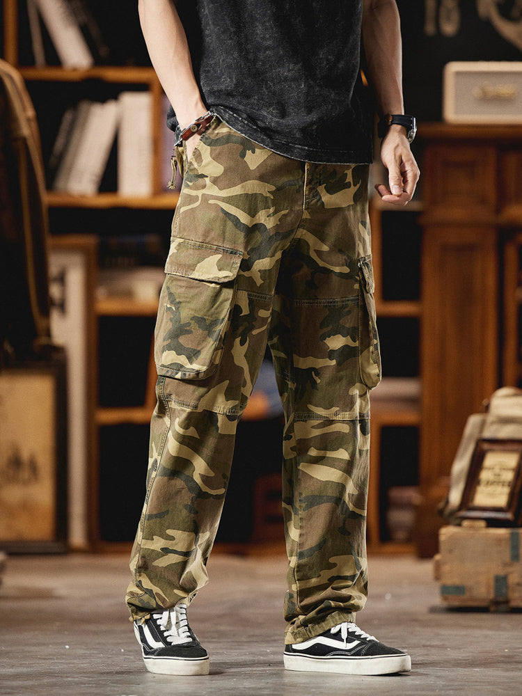 Pantaloni cargo mimetici da uomo ispirati all'American Vintage