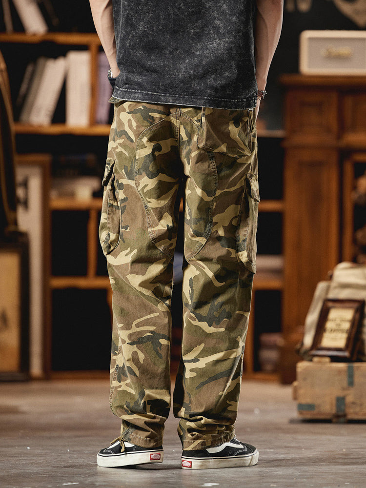 Pantaloni cargo mimetici da uomo ispirati all'American Vintage