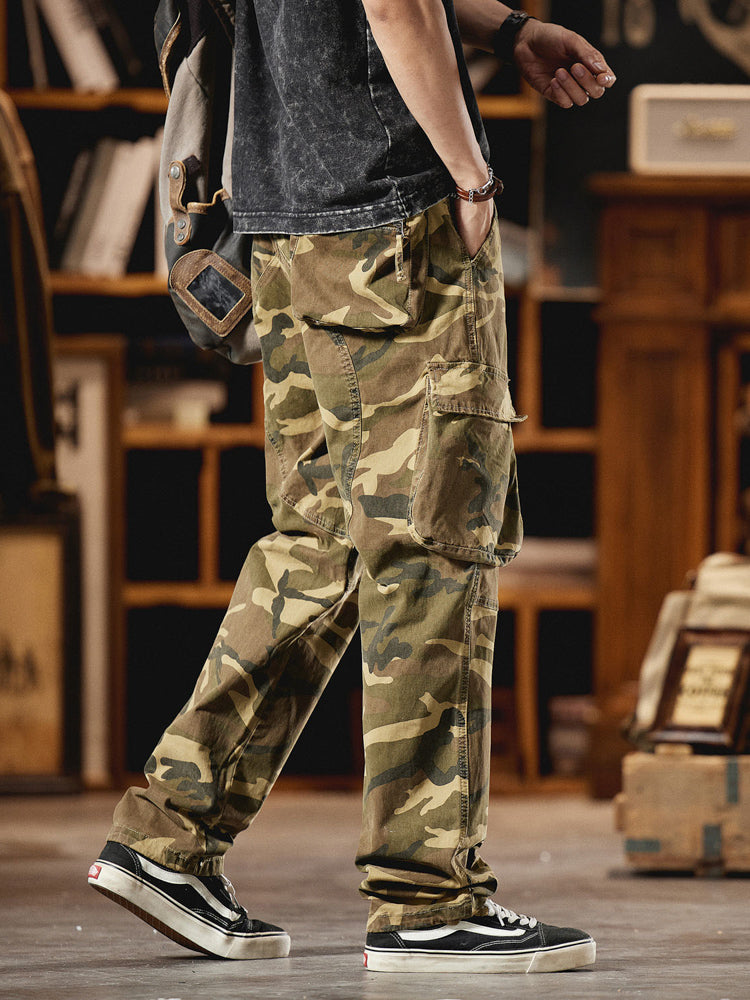 Pantaloni cargo mimetici da uomo ispirati all'American Vintage