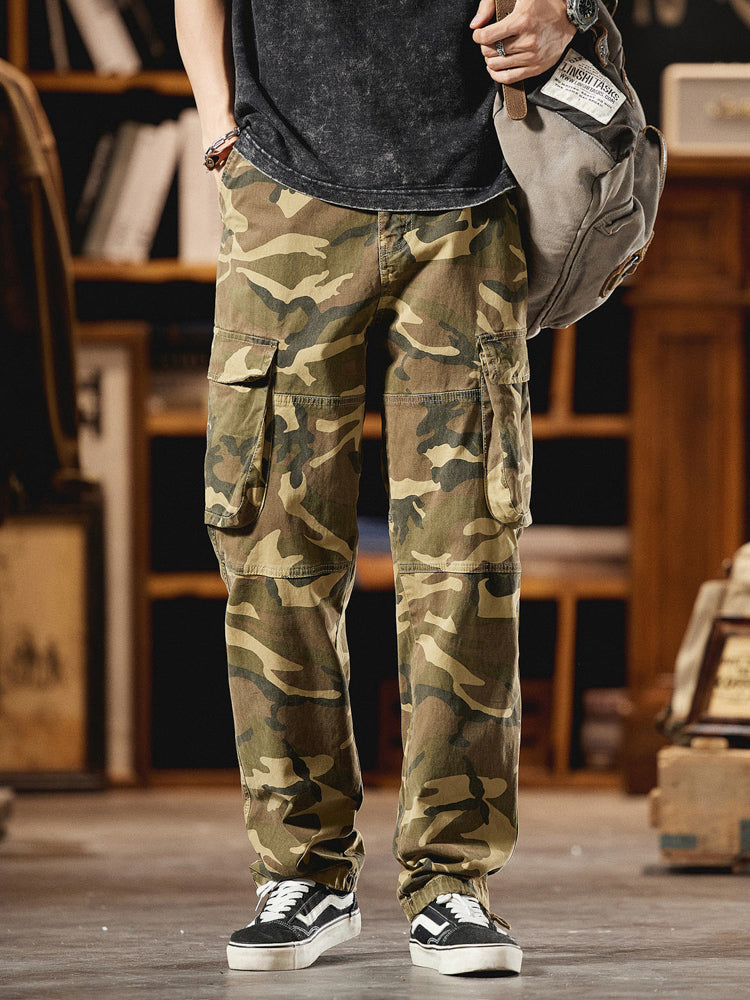 Pantaloni cargo mimetici da uomo ispirati all'American Vintage
