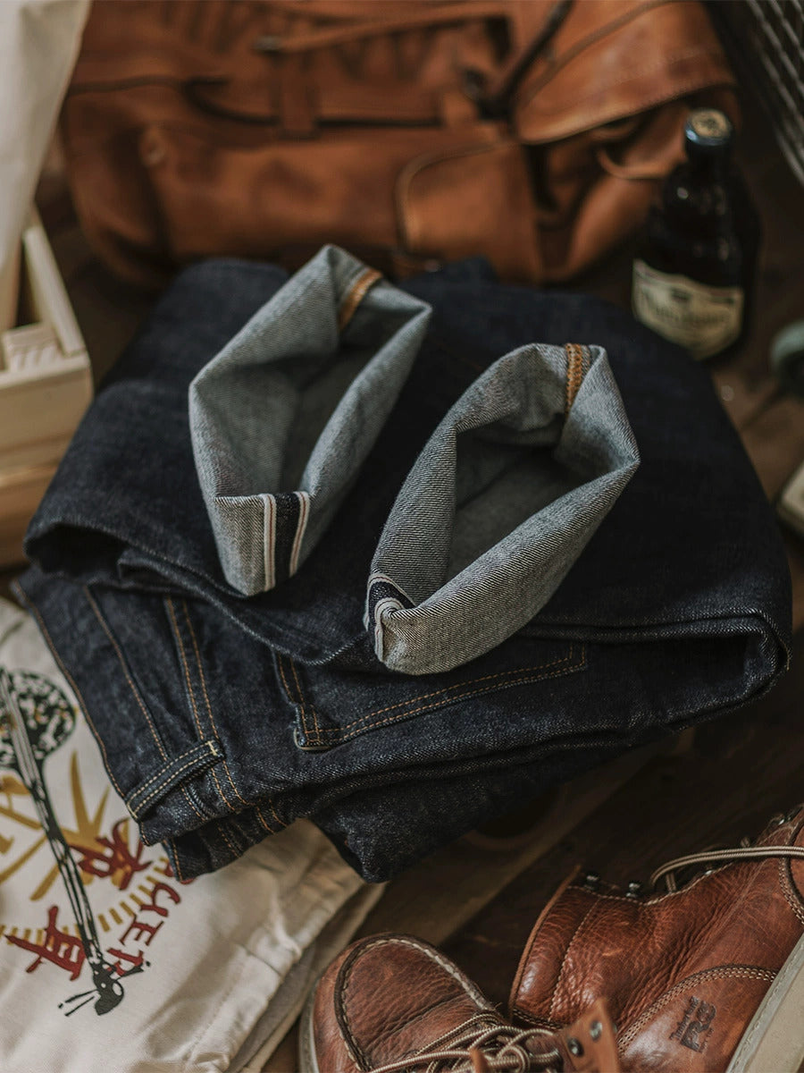 Jeans in denim con cimosa indaco da 14 once