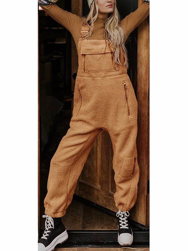 Thermo-Latzhose aus Fleece mit Reißverschlusstaschen für Damen