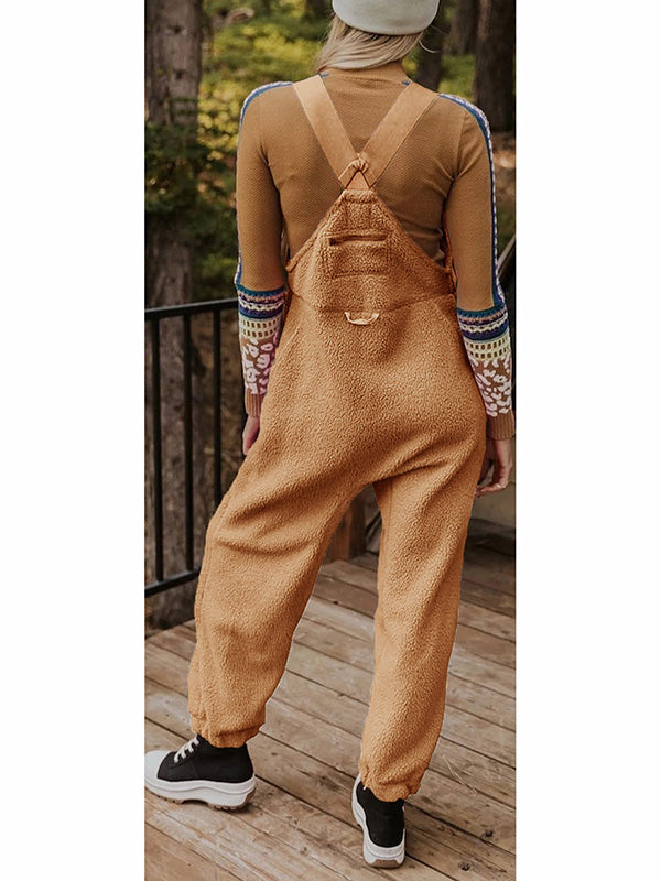 Thermo-Latzhose aus Fleece mit Reißverschlusstaschen für Damen
