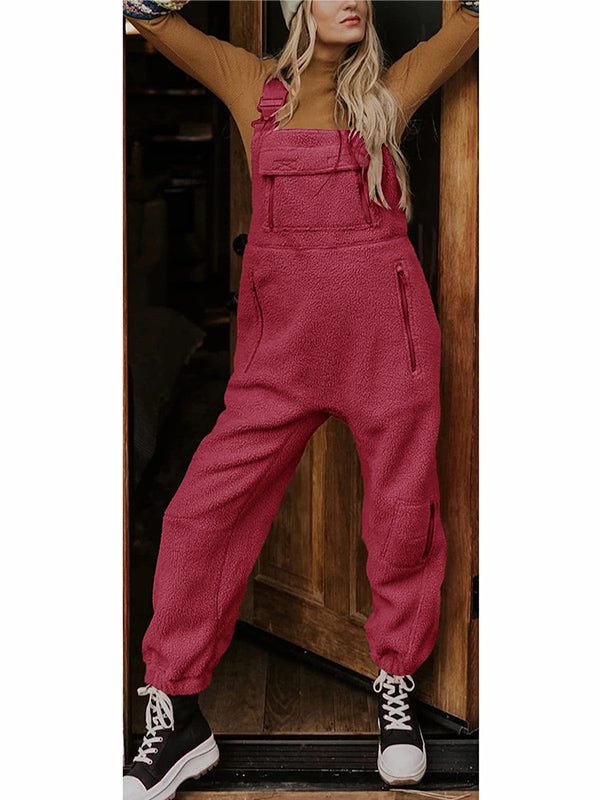 Thermo-Latzhose aus Fleece mit Reißverschlusstaschen für Damen