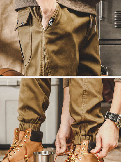 Herren Cargohose mit Kordelzug und Bündchen‑Beinen