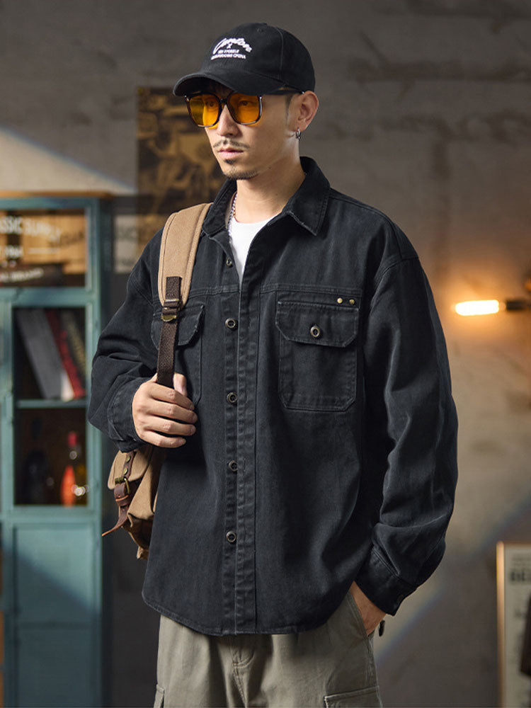 Herren Freizeit‑Hemdjacke im Retro‑Stil