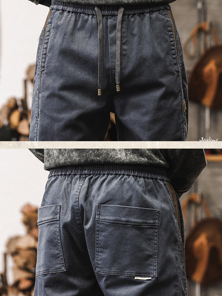 Pantalon de jogging pour homme avec bandes latérales et effet délavé vintage