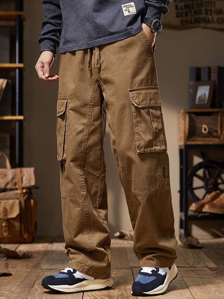 Herren Cargohose aus 100% Baumwolle, Weites Bein, Mehrere Taschen