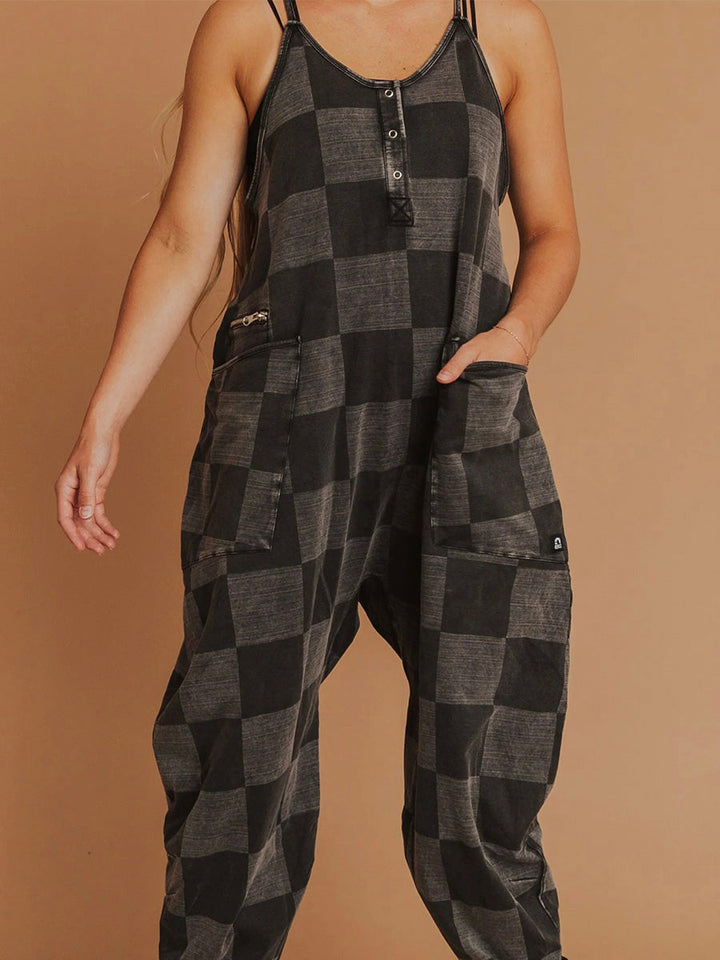 Tuta oversize a quadri da donna