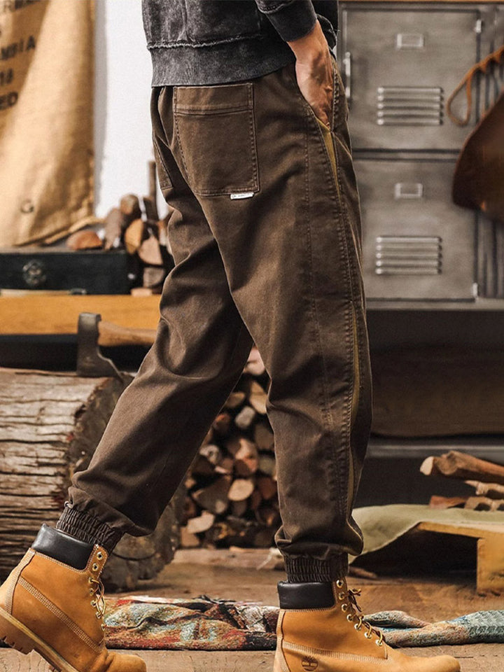 Pantalon de jogging pour homme avec bandes latérales et effet délavé vintage