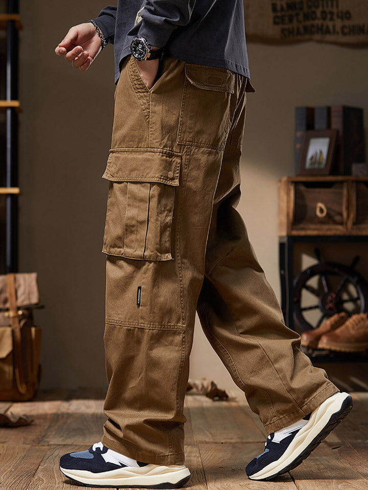 Herren Cargohose aus 100% Baumwolle, Weites Bein, Mehrere Taschen