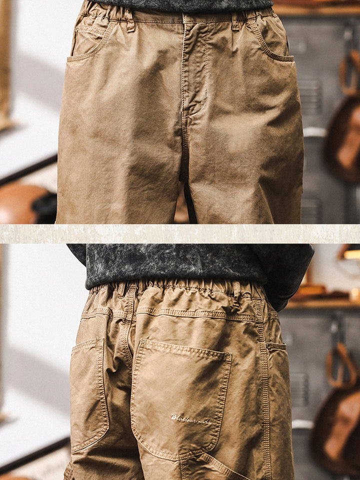 Pantaloni da uomo a gamba larga in 100% cotone, stile cargo rétro