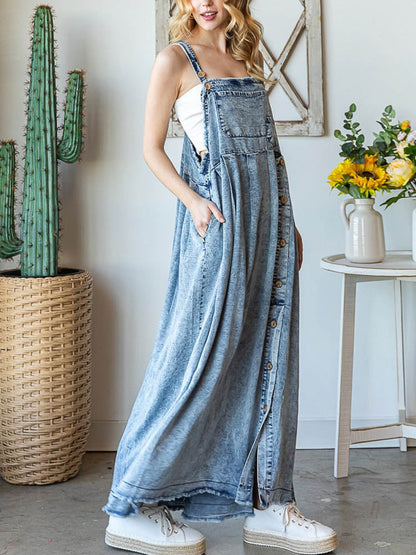 Latzkleid aus Mineral-Washed-Denim für Damen