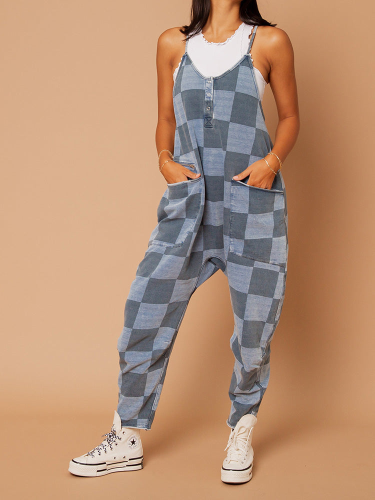 Tuta oversize a quadri da donna