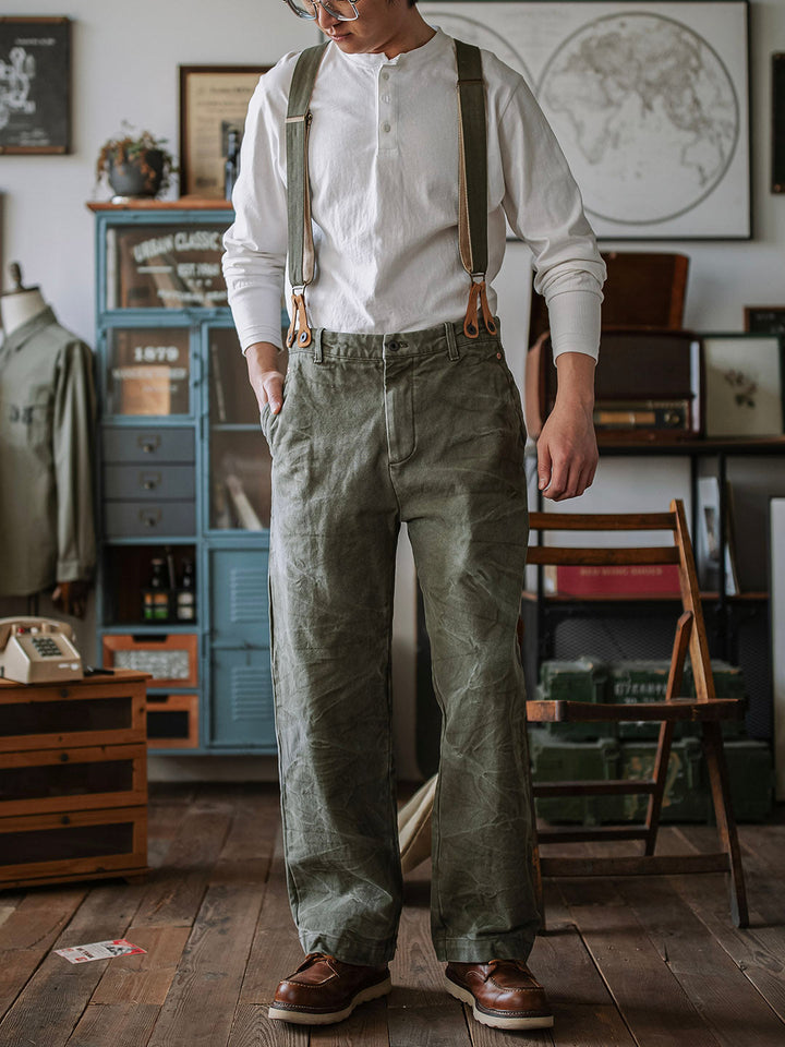 Pantalon en toile épaisse (15 oz) avec bretelles