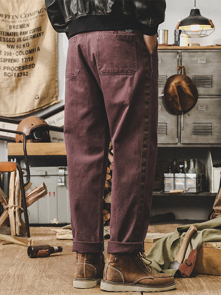 Herren Vintage Freizeithose aus 100% Baumwolle mit Seitenkontraststreifen
