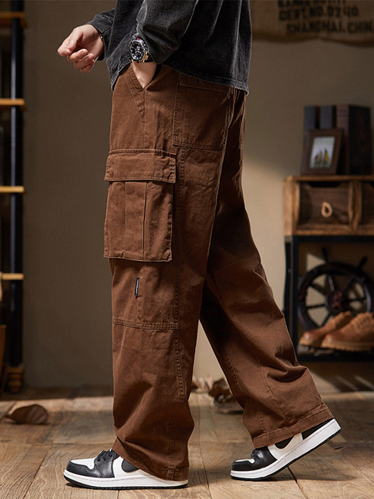 Herren Cargohose aus 100% Baumwolle, Weites Bein, Mehrere Taschen