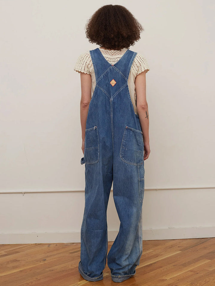 Salopette oversize a gamba larga con lavaggio vintage